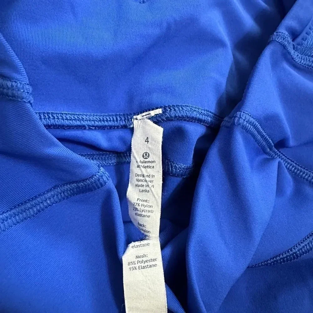 Lululemon Capri Mesh Leggings Blue Active Side Pockets Womens Size 4